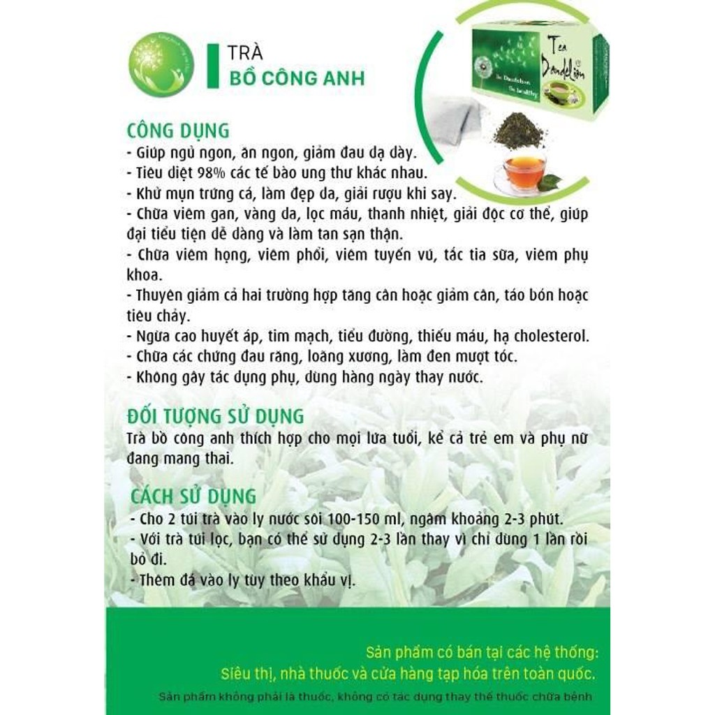 Trà Bồ Công Anh nguyên chất P&K giúp ngủ ngon, giảm cân, ngừa tiểu đường (1 hộp) | BigBuy360 - bigbuy360.vn