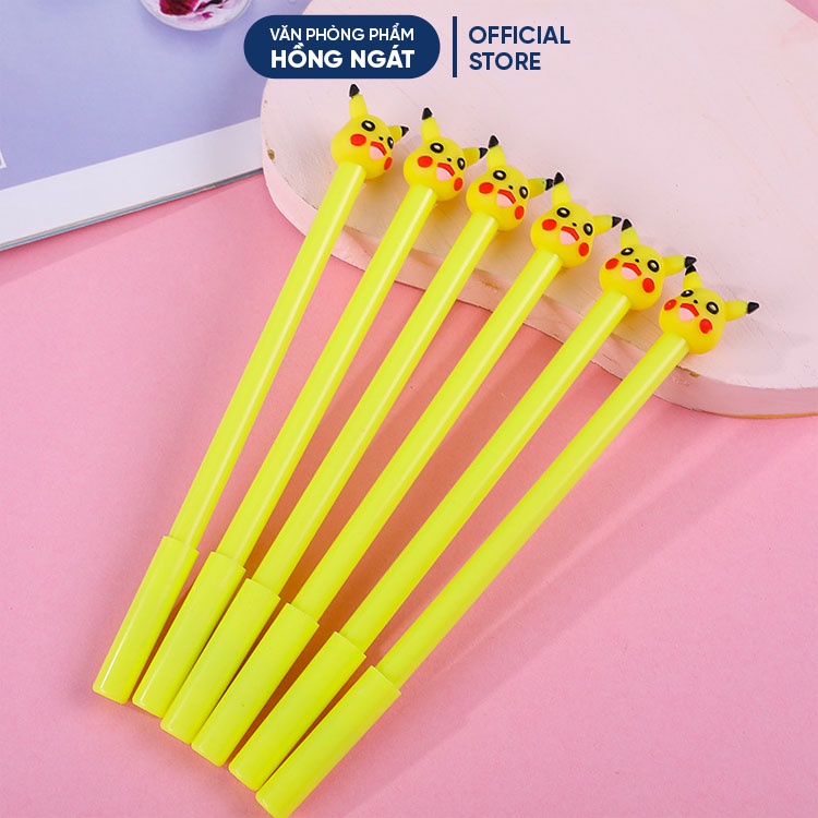 Bút bi cute pikachu, bút bi nước mực gel đen ngòi 0.5mm nhiều màu dễ thương đồ dùng học tập văn phòng phẩm B28