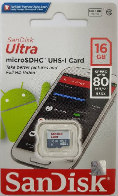 (Hàng Mới Về) Sữa Rửa Mặt Sandisk Ultra Micro Sd 80mb / S (16Gb) Chính Hãng 100%