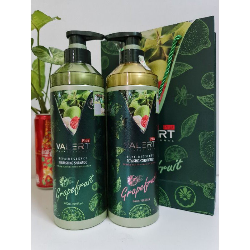 [HÀNG CHÍNH HÃNG] Cặp Dầu gội xả bưởi Valert Grapefruit chống rụng tóc - phục hồi tóc khô xơ - hư tổn , 850ml * 2
