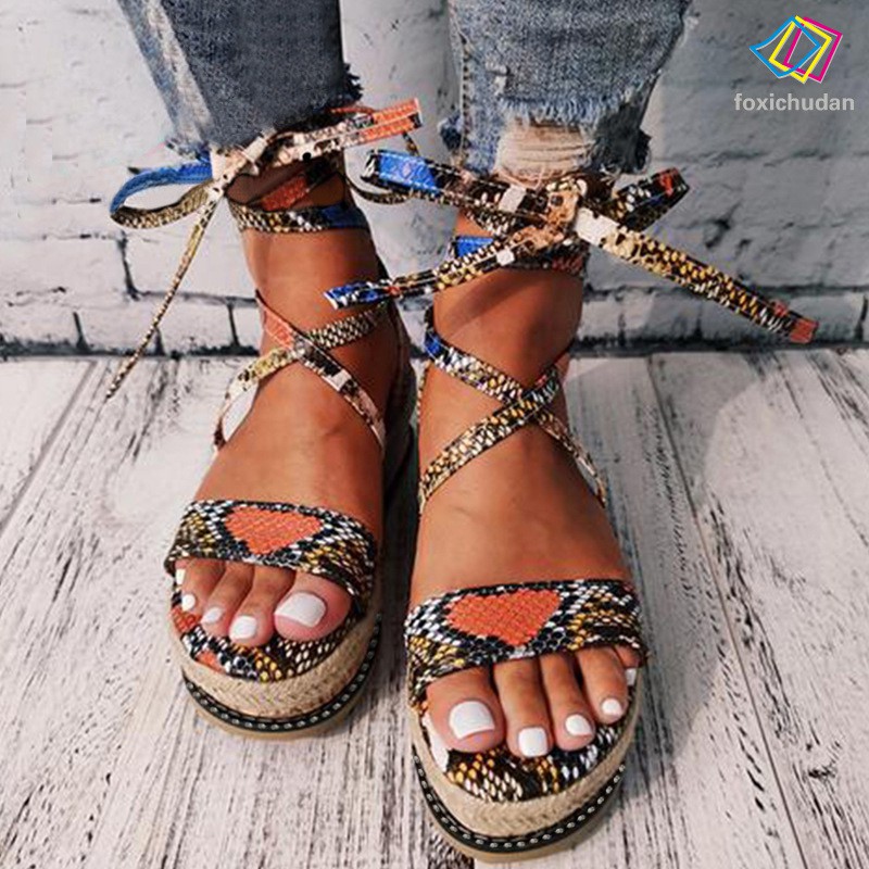 Giày Sandal Nữ Đế Dày Quai Đeo Mắt Cá Chân