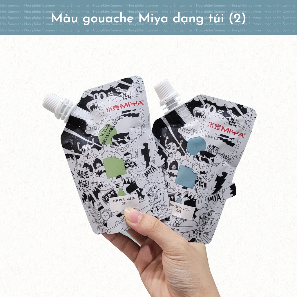 Màu Gouache MIYA ( HIMI ) - Màu lẻ dạng túi 100ml (Bảng màu 2)