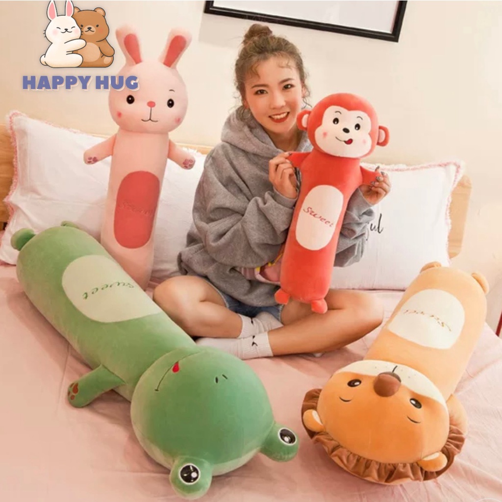Gối ôm gấu bông cute size 60 cm cho bé, hình động vật dễ thương chất mềm mịn cao cấp - Happy Hug