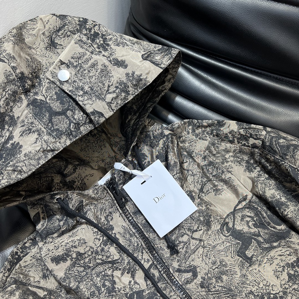 Áo khoác jacquard nữ có mũ thời trang cao cấp Christian Dior CD phong cách thời thượng