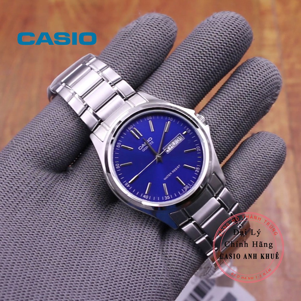 Đồng hồ nam casio MTP-1239D-2ADF dây kim loại mặt xanh