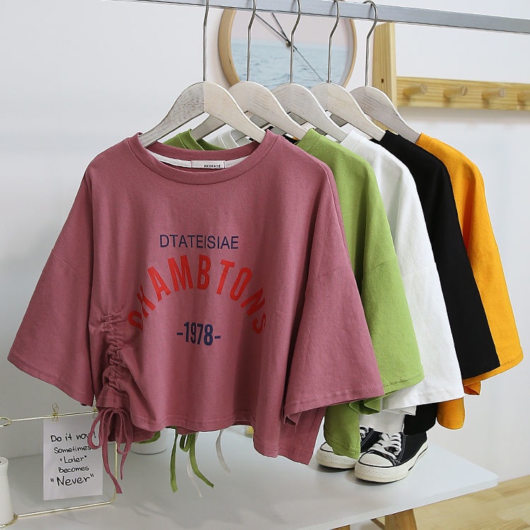 Áo Thun Crop Top Tay Lỡ Dáng Rộng In Chữ Size M-6XL C9171 Thời Trang Cho Nữ