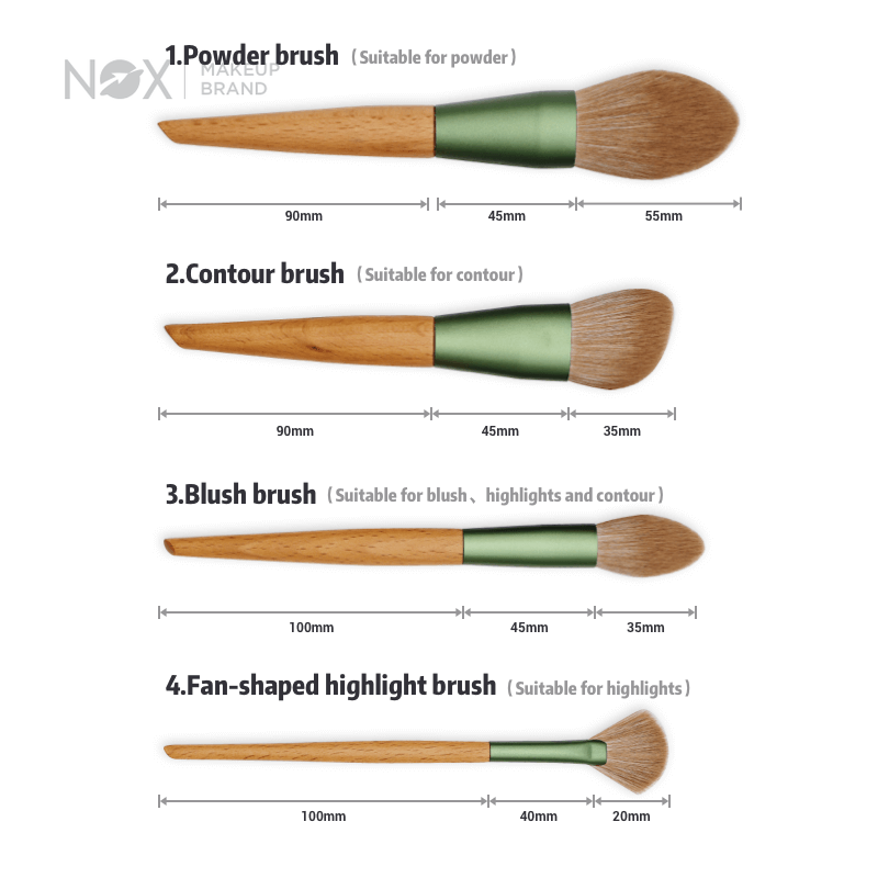 NOX 10 PCS Makeup Brushes Set Green with Bag High Quality