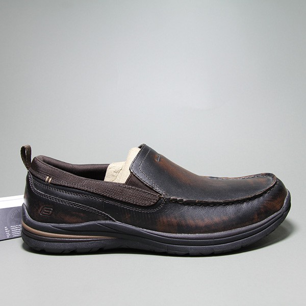 Giày Skechers slip-on thấp cổ da nâu STDN01