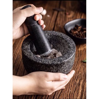 Cối chày đá giã nhuyễn đồ gia vị thực phẩm phòng bếp tiện dụng