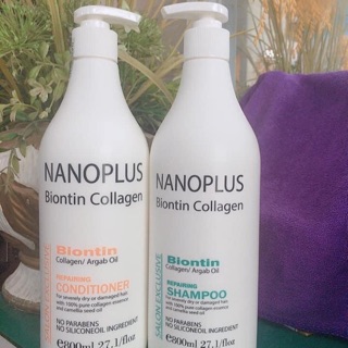 [Hàng Chính Hãng] Cặp Dầu Gội + Xả Nano-Plus Biotin Collangen 800mlx2