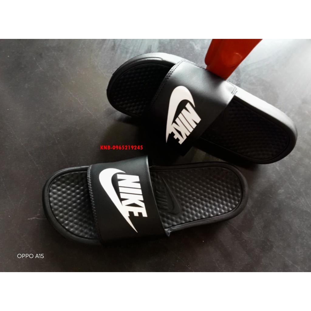 Dép nike nam nữ, dép quai ngang nam nữ unisex nike benassi cartoon ❤️FREESHIP + Hộp❤️ màu đen logo trắng