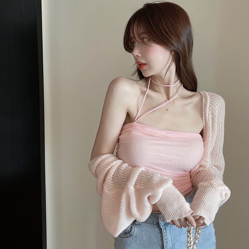 Áo Cardigan Dệt Kim Tay Dài Màu Sắc Trơn Phong Cách Hàn Quốc Cho Nữ