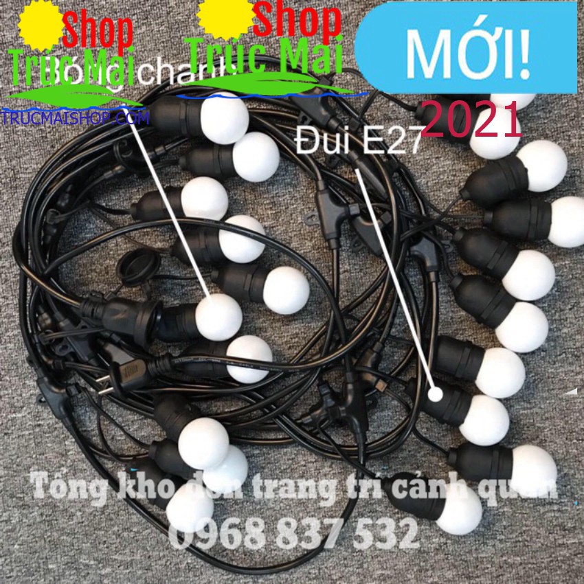 Dây đèn trang trí ngoài trời dùng cho quán cà phê, trà chanh, trà sữa... 10m 20 bóng, 5m 10 bóng loại 1
