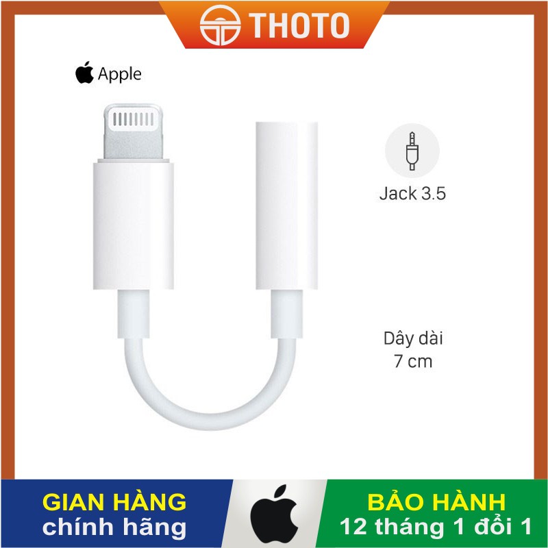 [Chính hãng BH 12 tháng] Cáp chuyển đổi âm thanh iPhone zin 100% - Jack Lightning sang tai nghe 3.5 mm - Hàng chính hãng