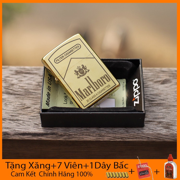Bật Lửa Zippo USA Marlboro Vàng