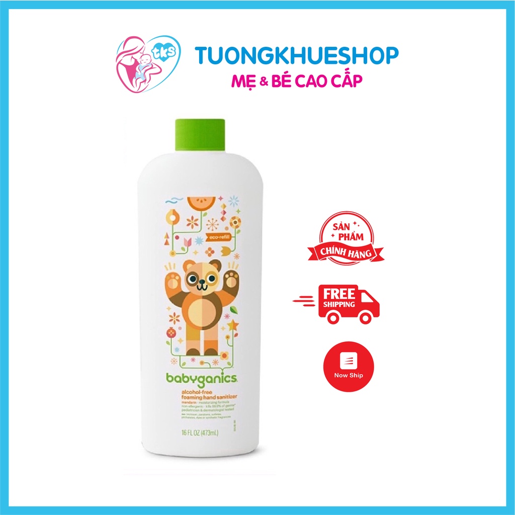 Mẫu mới - Date 11/2024 - Nước rửa tay khô Babyganics Mỹ 473ml - Tặng 1 bình chiết 50ml