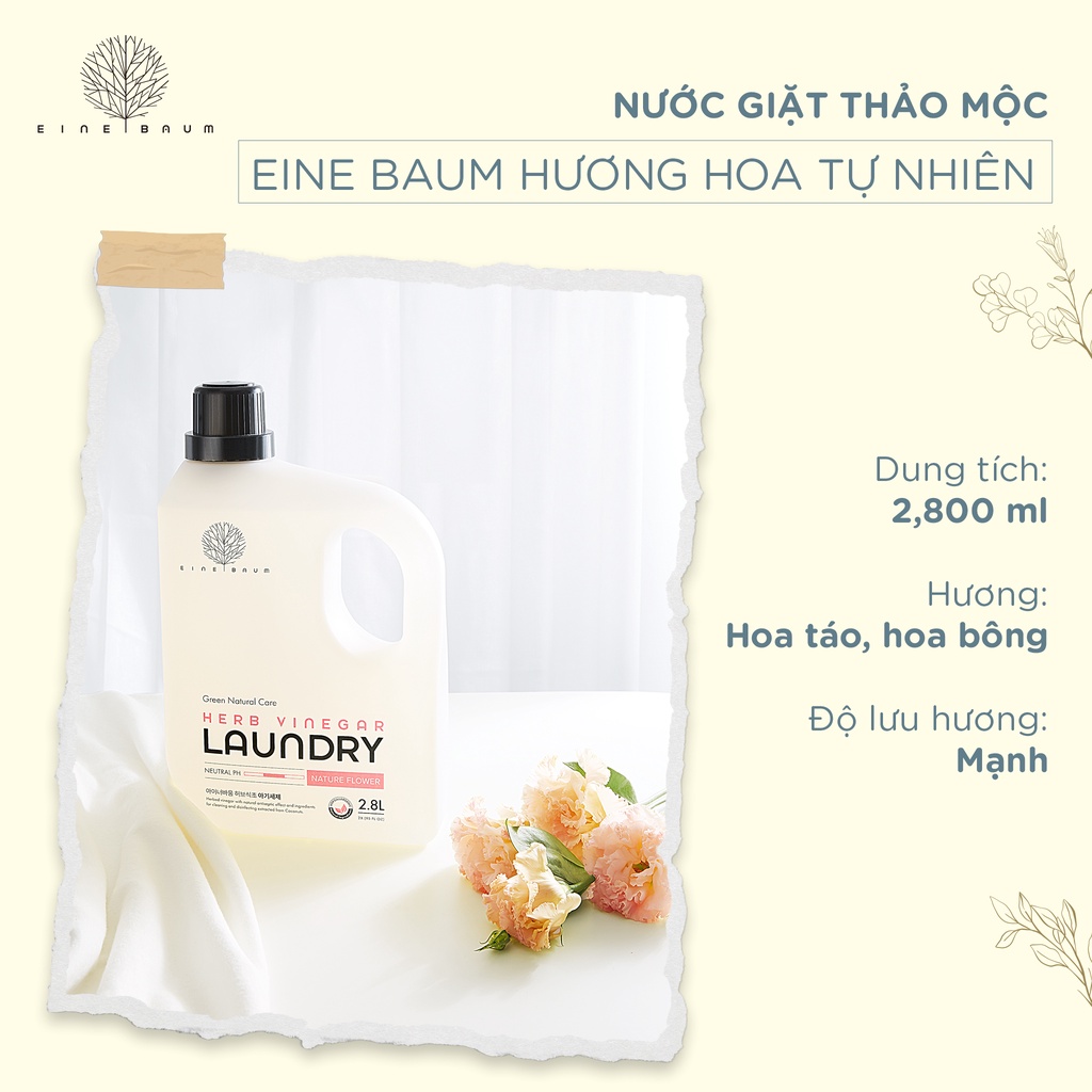 Nước giặt xả quần áo cho bé từ thảo mộc Eine Baum Hàn Quốc cao cấp 2,8 lít