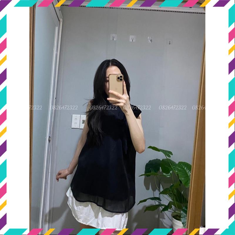 Áo voan lụa tiểu thư áo ba lỗ thắt nơ áo kiểu siêu xinh MSP99708 | BigBuy360 - bigbuy360.vn
