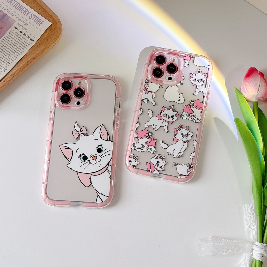 Ốp Điện Thoại Chống Sốc In Hình Mèo Hoạt Hình Đáng Yêu Có Viền Bảo Vệ Toàn Diện Cho