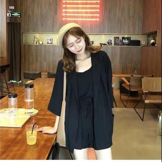Sét 3 món blazer gồm áo khoác vest, áo 2 dây, quần đũi