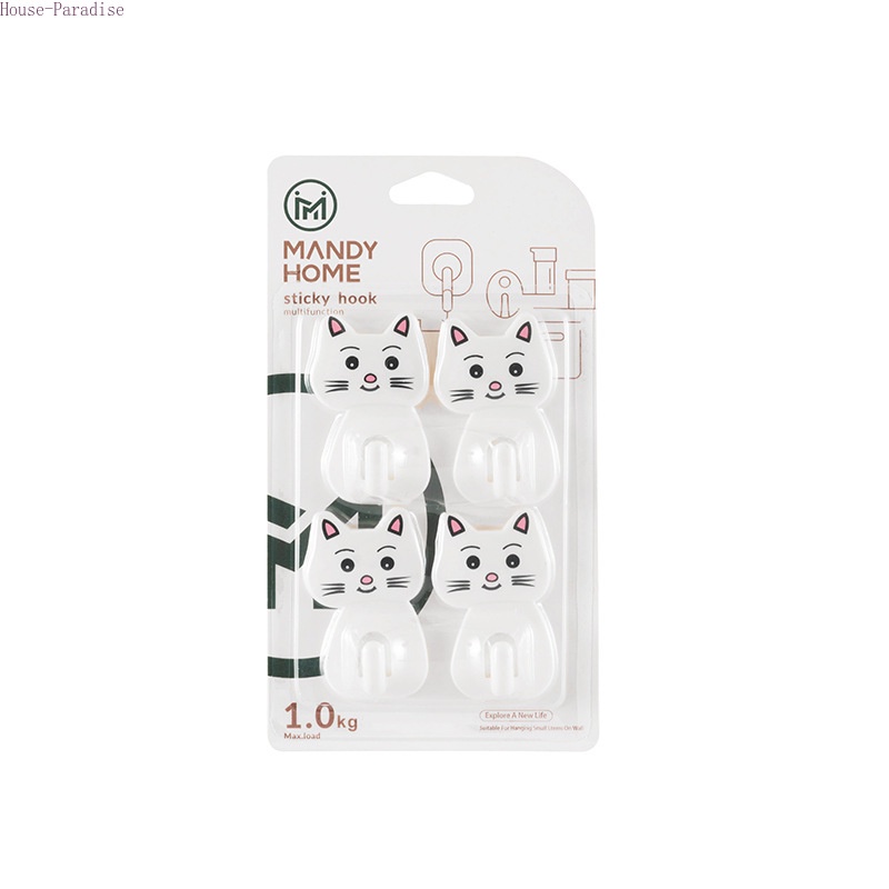 Móc treo đồ dán tường hình mèo hoạt hình đơn giản