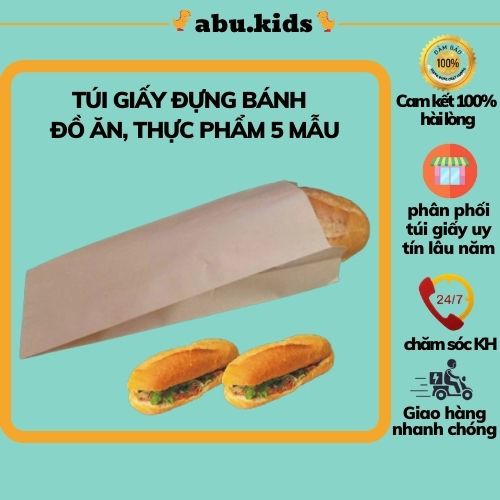 Túi giấy đựng bánh 100 chiếc - Túi giấy Kraft abu.kids