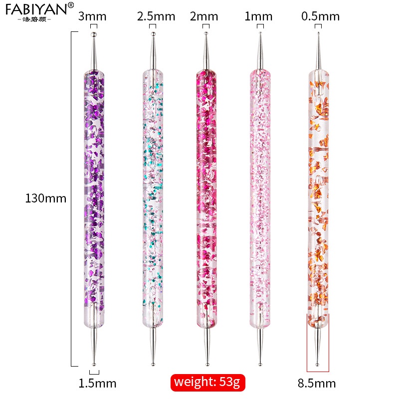 Set 5 cọ chấm móng tay FABIYAN hai đầu trang trí móng tay nghệ thuật