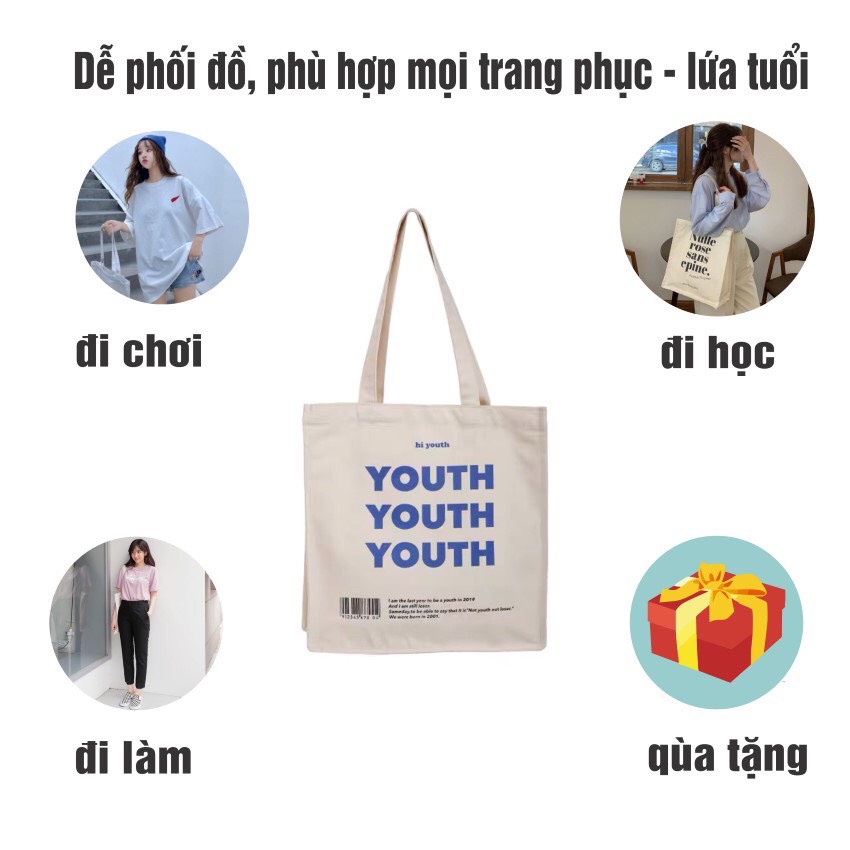 Túi tote Túi Vải đeo vai nữ thời trang Hazin vải thô canvas chất lượng cao,đi làm,đi học kiểu mới