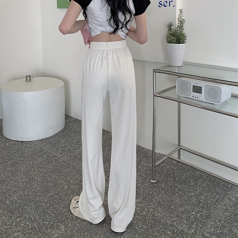 Quần Dài Thể Thao Lưng Cao Ống Rộng Phối Dây Rút Thời Trang Năng Động Cho Nữ