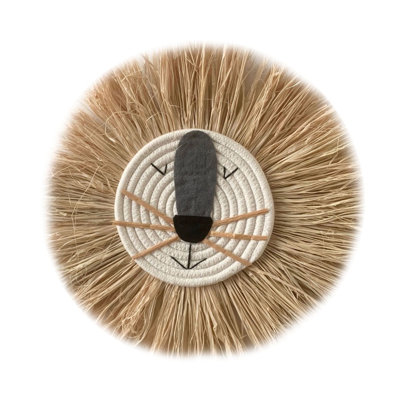 Phụ Kiện Treo Trang Trí Tường Bằng Cotton Đan Tay Hình Đầu Sư Tử Hoạt Hình Phong Cách Bắc Âu