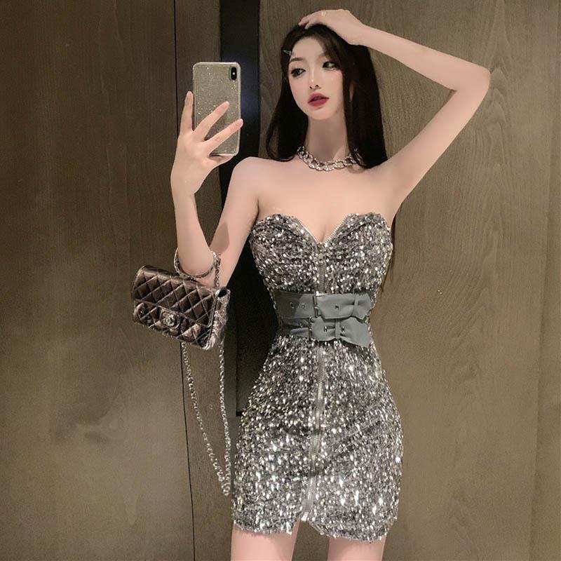 Đầm Ôm Body Đính Sequin Lấp Lánh Quyến Rũ Cho Nữ