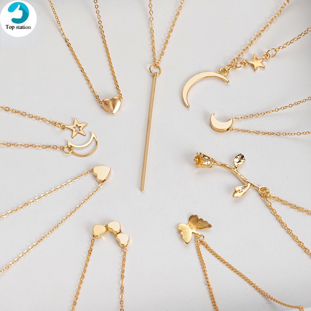 Vòng cổ mặt hình học đính đá thời trang cho nữ