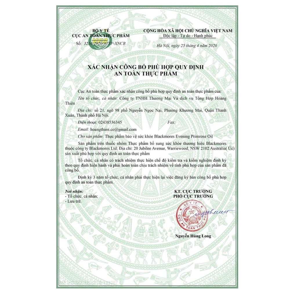 Tinh Dầu Hoa Anh Thảo Blackmore Evening Primrose Oil chính hãng Úc 190 viên