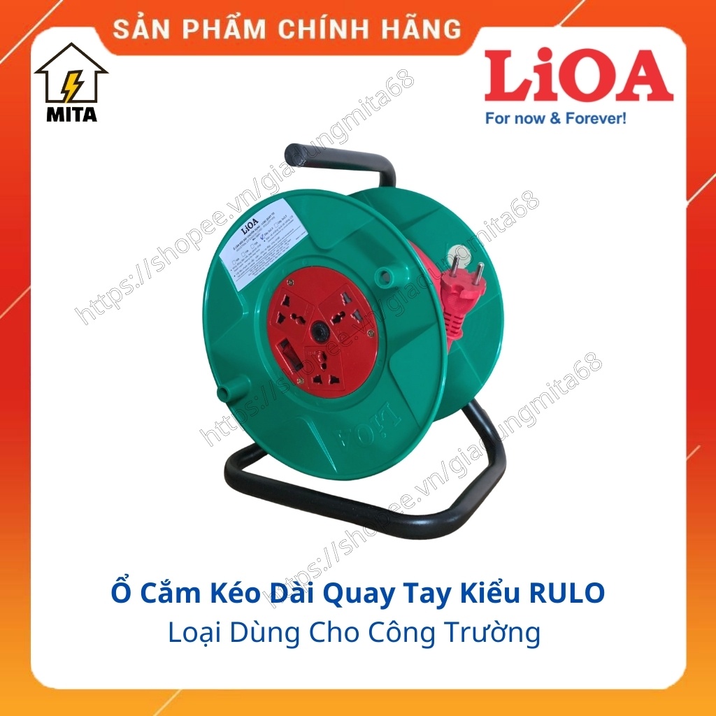 Ổ cắm điện LiOA kéo dài quay tay kiểu RULO dây dài 20m/30m loại dùng cho công trường xây dựng(QT2025/3025) - MITA