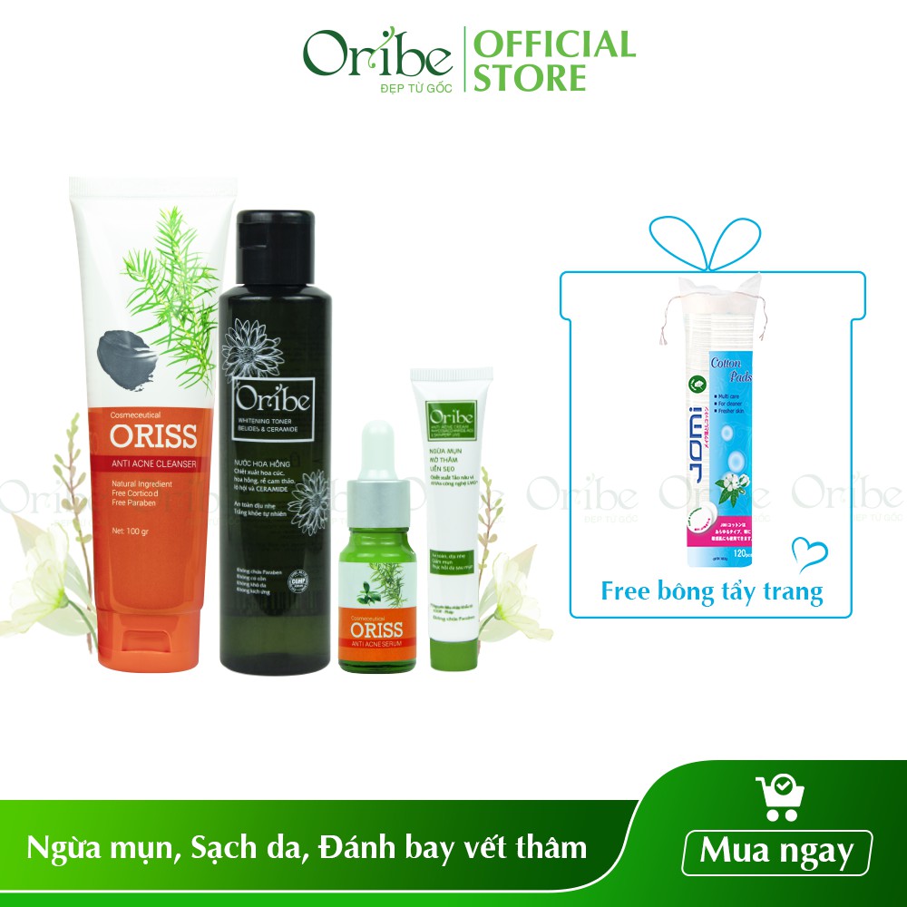 Combo Chăm Sóc Da Mụn Chuyên Sâu Oribe Ngừa Mụn, Sạch Da, Đánh Bay Vết Thâm