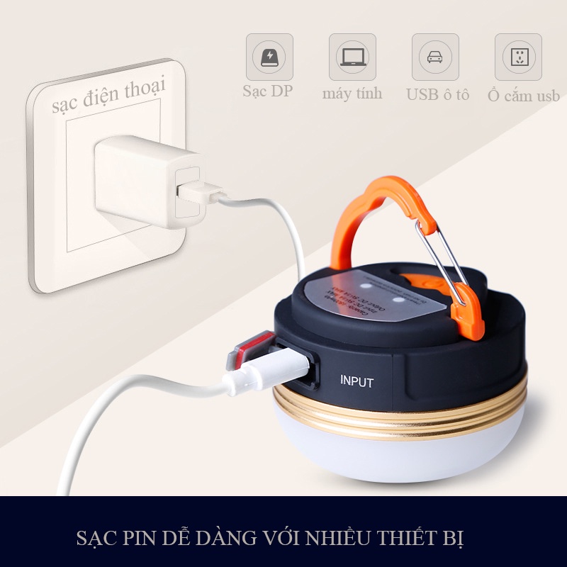 Đèn led treo lều cắm trại dã ngoại nhỏ gọn có sạc usb, đèn tích điện dùng đi du lịch phượt BB8223  - Billba Camping