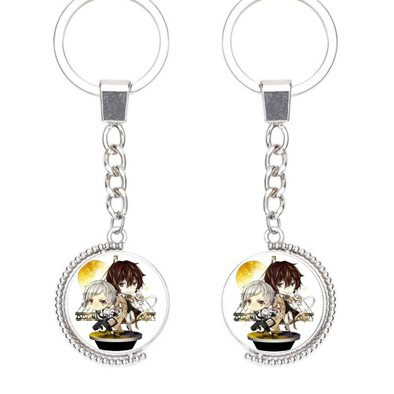 (Viền tròn) Móc khóa nhân vật Bungou Stray Dogs anime chibi xinh xắn tiện lợi