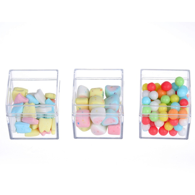 Bộ 12 Hộp Đựng Kẹo Bằng Acrylic Hình Vuông Màu Trong Suốt Dùng Cho Tiệc Cưới / Tiệc Em Bé