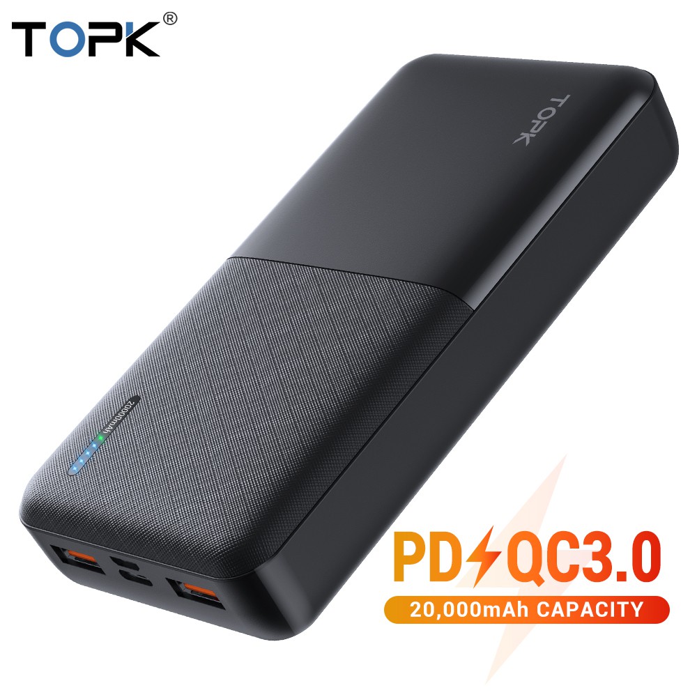 Sạc Dự Phòng TOPK I2009Q 20000 mAh, Sạc Nhanh 18W QC3.0 (chính hãng,BH 1 năm)