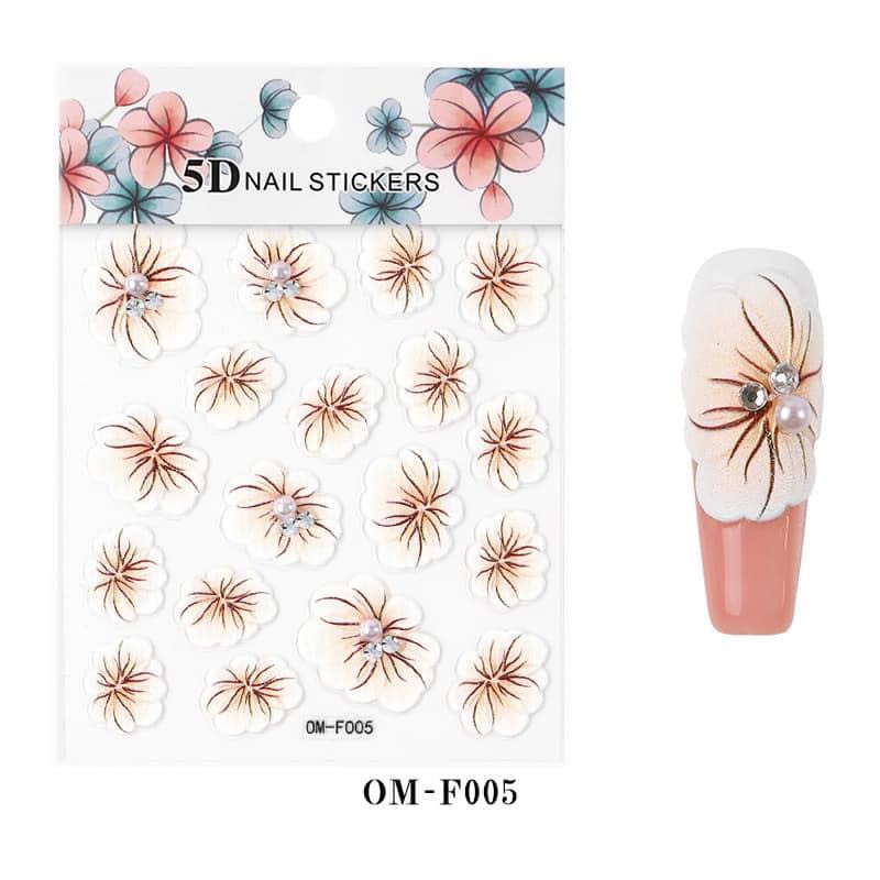 Sticker Nail , Sticker dán móng mẫu hoa nổi trắng