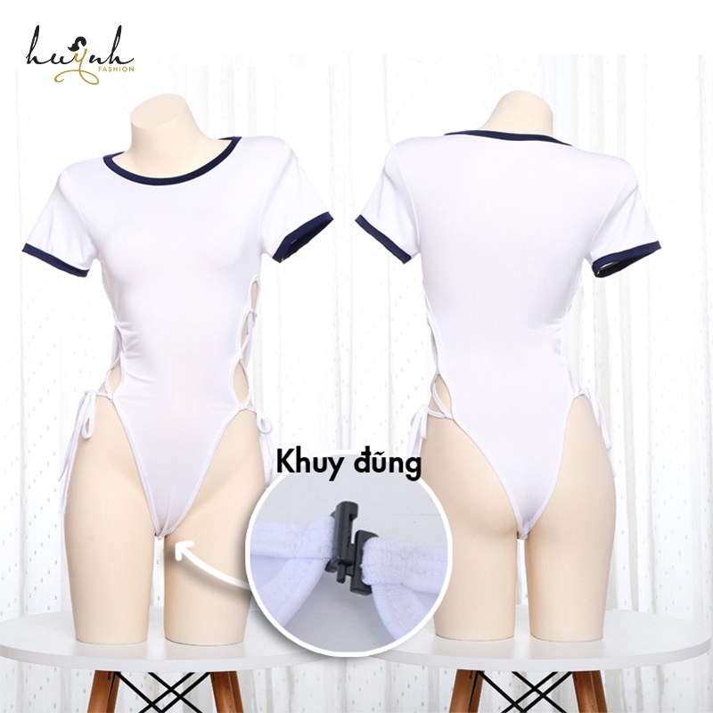 Đồ Ngủ Liền Thân Bodysuit Trơn Dây Rút Có Khuy Đũng Sexy - B31