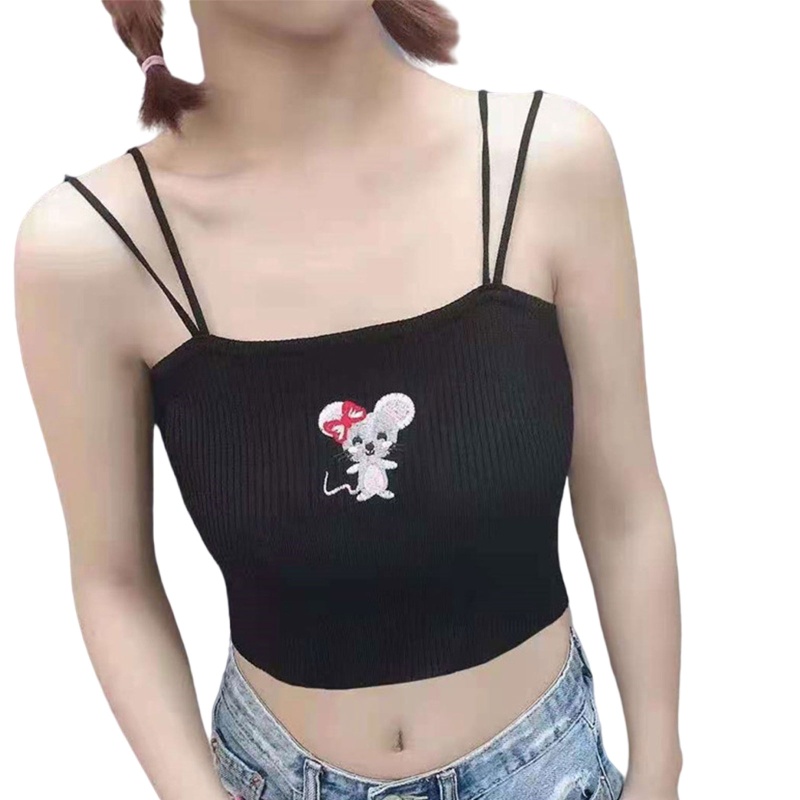 Áo Croptop Dệt Kim Không Tay Màu Sắc Đơn Giản Cho Nữ