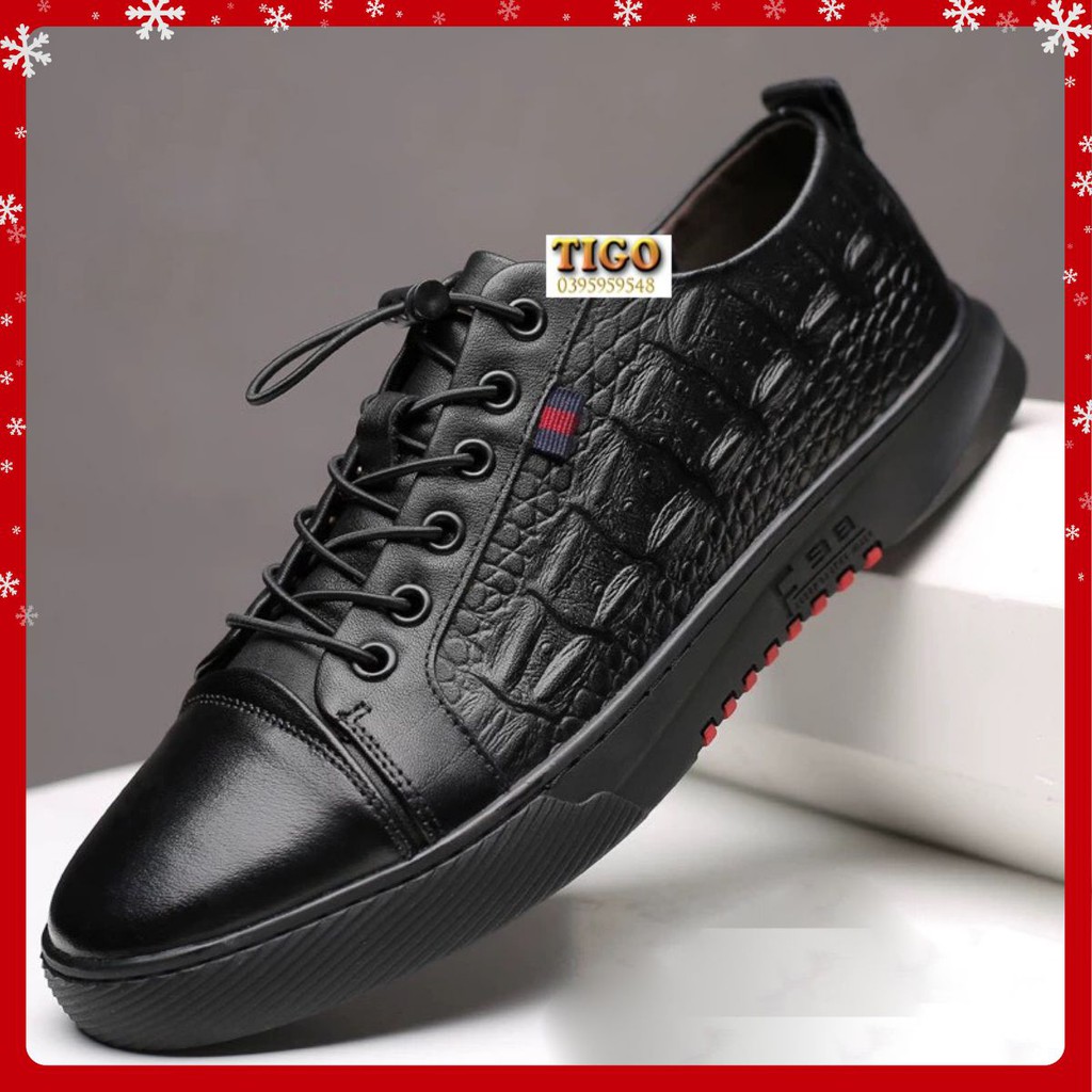 giày thể thao nam Sneakers cổ thấp , da bò buộc dây hot nhất 2021