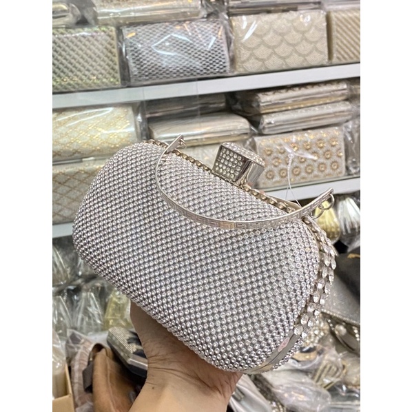 Bóp Đầm Cầm Tay Có Quai Đeo Vai Kết Hạt Thủ Công