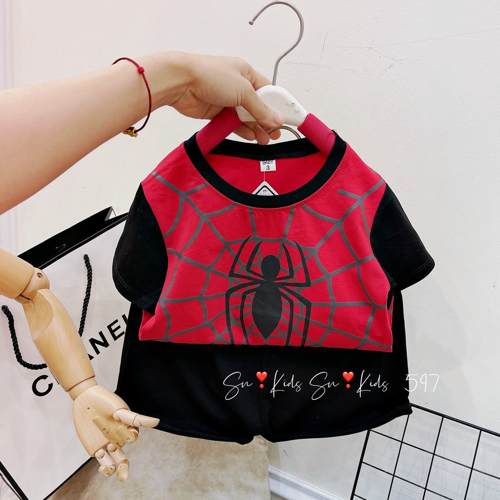 Bộ cộc tay mặt nhện spider man bé trai