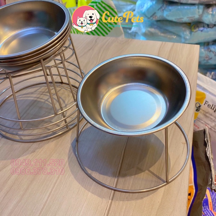 Bát inox chống gù lưng cho chó mèo - Phụ kiện thú cưng