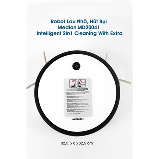 Robot Hút Bụi Lau Nhà Medion MD20041 công nghệ cao thế hệ mới Medion gồm 3 chổi quét,lực hút 2000pa tự động về trạm sạc