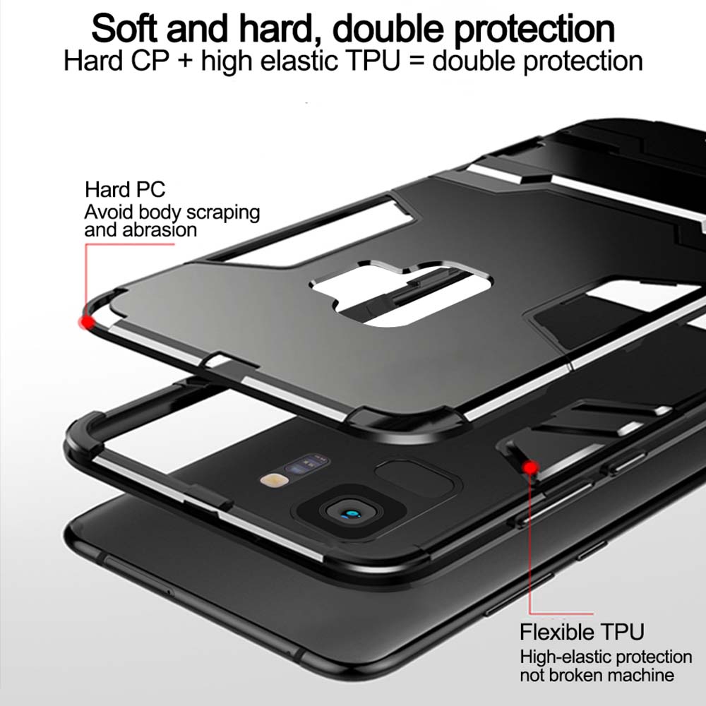 Ốp điện thoại PC+TPU Silicone chống sốc có giá đỡ cho Nokia 6 5 8 7 7Plus 5.1 6.1 7.1 Plus