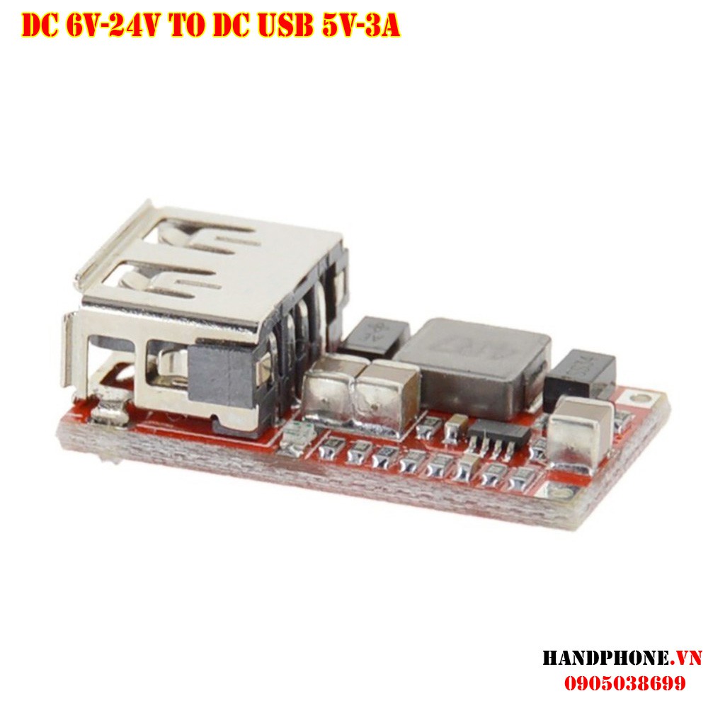 Module mạch hạ áp DC 6V, 9V, 12V, 24V ra cổng USB 5V 3A DC (DC to DC Converter)