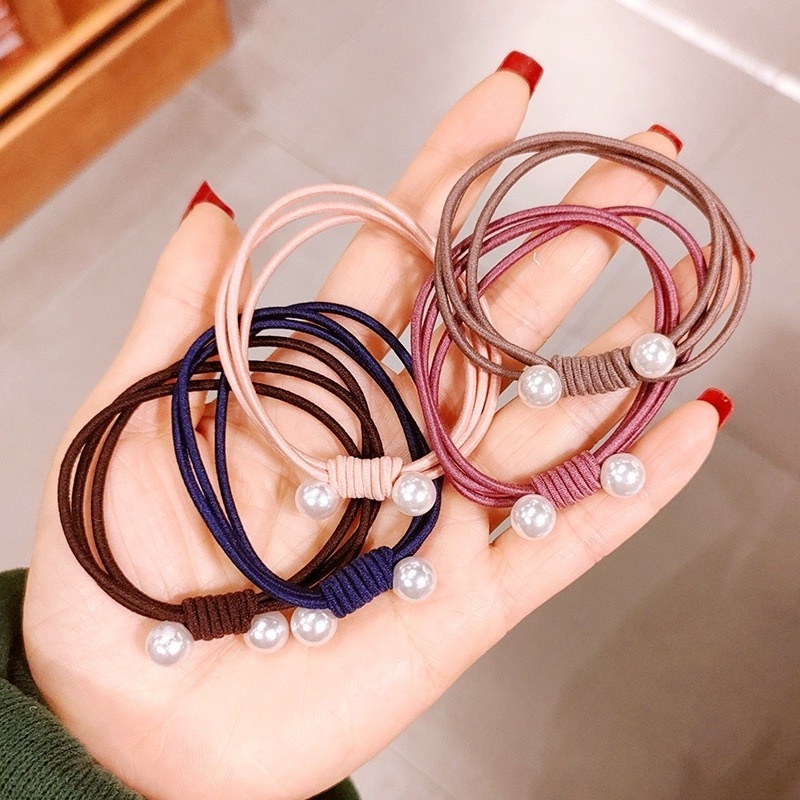1 Dây Buộc Tóc Nylon Đính Ngọc Trai Giả Thời Trang Nữ